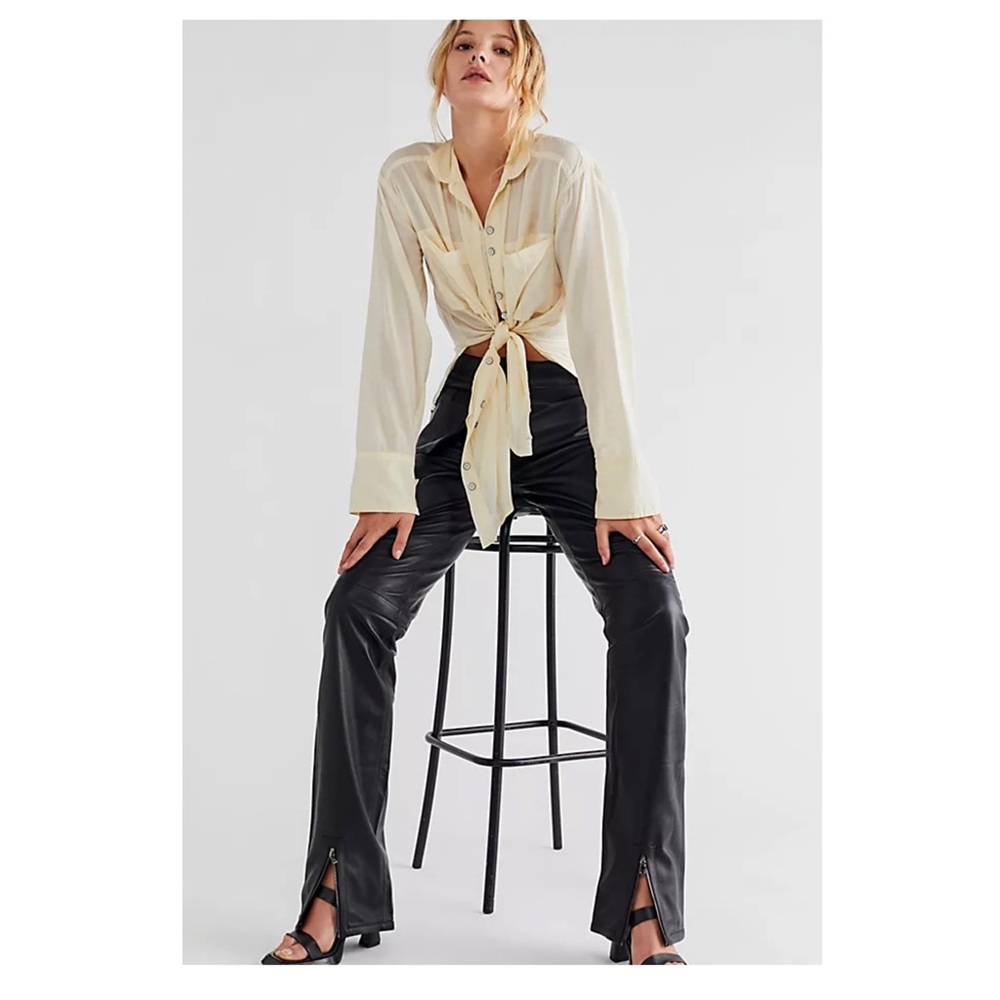 Free People Dancassab Amal Leather Trousers